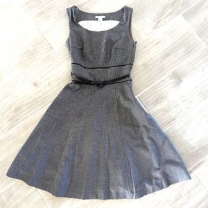 H&M fit and flare work midi belted dress